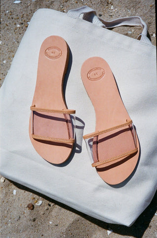 Grecian Translucent Slide Sandal Natural