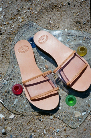 Grecian Translucent Slide Sandal Natural
